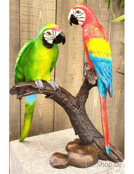 Deux perroquets sur une branche - statue en bronze (BS1436B)