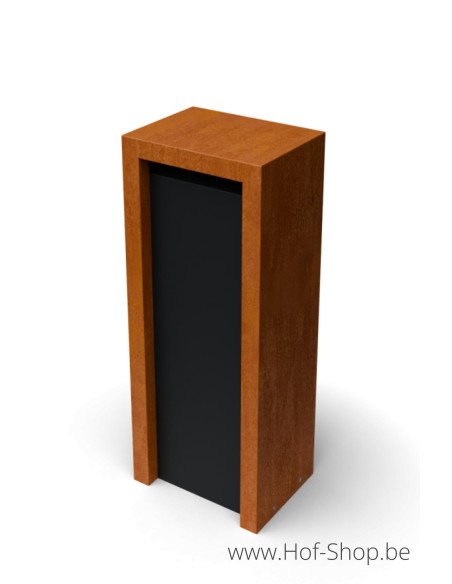 Litru Combo Corten avec plaque frontale noire - Boîte aux lettres Geroba en acier Corten noir