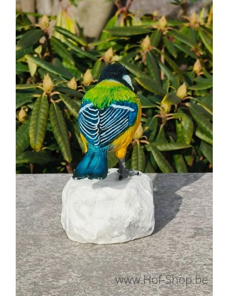 Koolmees gekleurd - bronzen beeld (BS1544C)