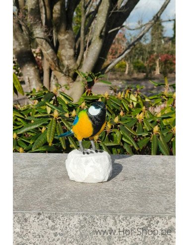 Koolmees gekleurd - bronzen beeld (BS1544C)