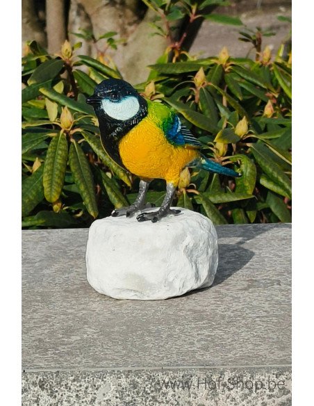 Koolmees gekleurd - bronzen beeld (BS1544C)