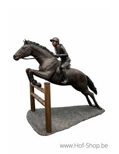 Cheval de course avec jockey - sculpture en bronze (B1079)