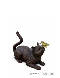 Chat avec papillion - statue en bronze (BS1192B)