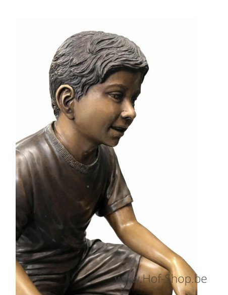 2 enfants jouant aux échecs - statue en bronze (B1437)