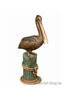 Pélican sur un poteau d’amarrage - statue en bronze (B1130)