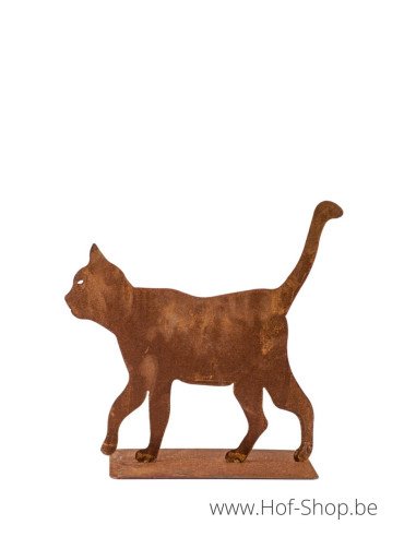 Lopende kat - metalen figuur in ecoroest (MD14049)