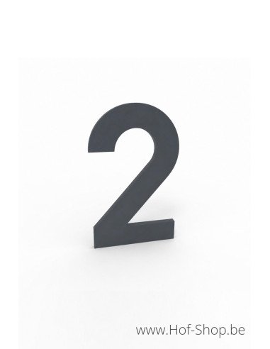 Numéro 2 aluminium RAL 7016 (10 cm de hauteur, 4 mm d’épaisseur) - numéro Albo