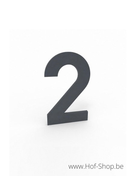 Numéro 2 aluminium RAL 7016 (10 cm de hauteur, 4 mm d’épaisseur) - numéro Albo