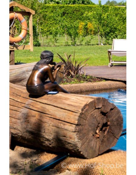 Vrouw met vogeltje - bronzen beeld (B1283)