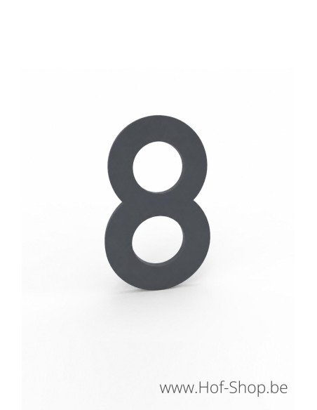 Nummer 8 RAL 7016 aluminium (10 cm hoog, 4 mm dik) - Albo Huisnummer