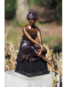 Zittende vrouw - bronzen beeld (BS4462B)