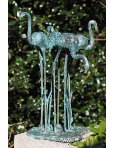 4 flamingo's - bronzen beeld (B1512)