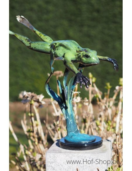 Springende kikker (naar beneden) - bronzen beeld (B50538)