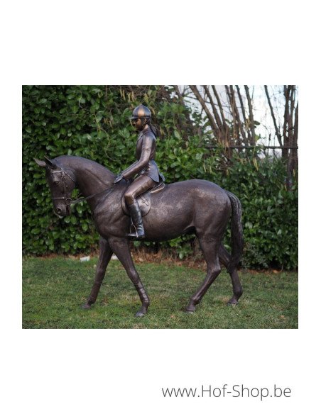 Fille sur Cheval - sculpture en bronze (B820R)