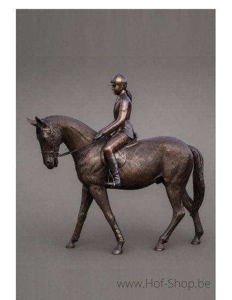 Meisje op paard - bronzen beeld (B820R)