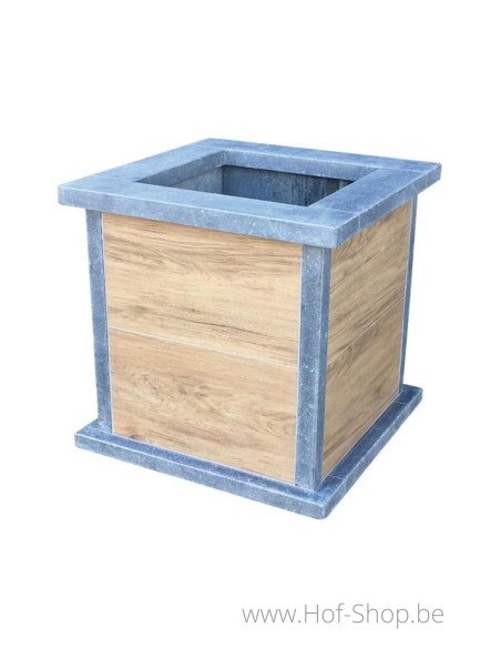 Square Classic Woodlook 40 x 40 x 42 cm - Jardinière en pierre bleue