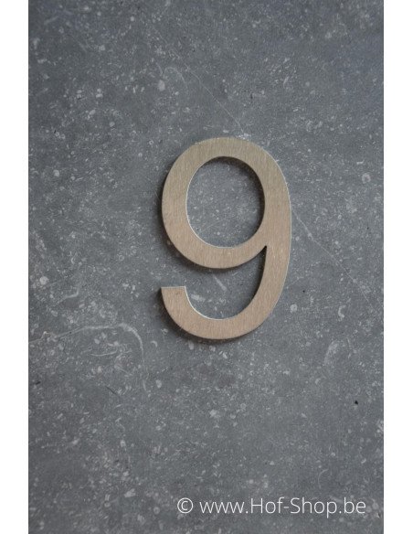 Nummer 9 - inox 10 cm hoog (Ari)
