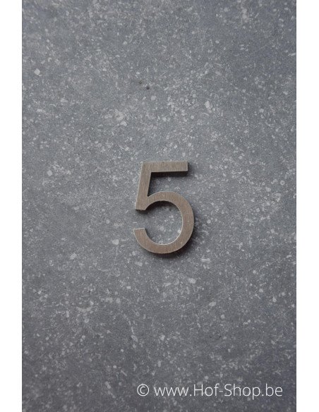 Nummer 5 - inox 5 cm hoog (Ari)