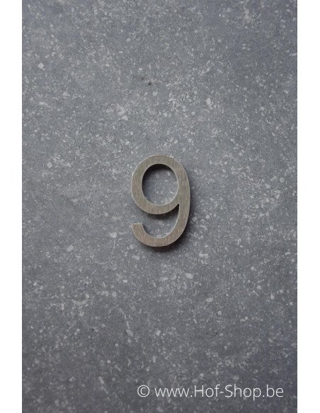 Nummer 9 - inox 5 cm hoog (Ari)
