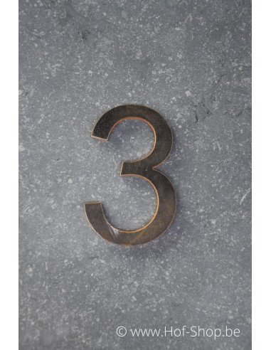 Numéro 3 - acier Corten de 10 cm de haut (Ari)
