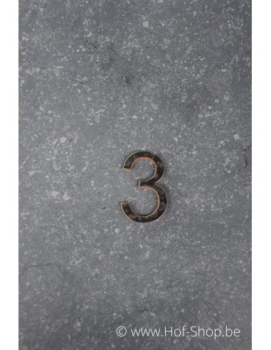 Nummer 3 - cortenstaal 5 cm hoog (Ari)