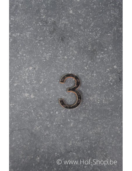 Nummer 3 - cortenstaal 5 cm hoog (Ari)
