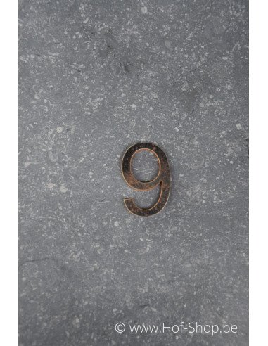 Nummer 9 - cortenstaal 5 cm hoog (Ari)