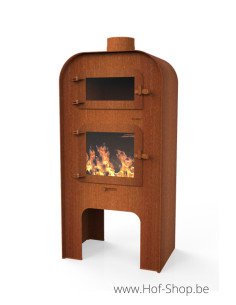 GAP Large avec porte et four à pizza - Cheminée en acier corten