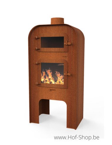 GAP Large avec porte et four à pizza - Cheminée en acier corten