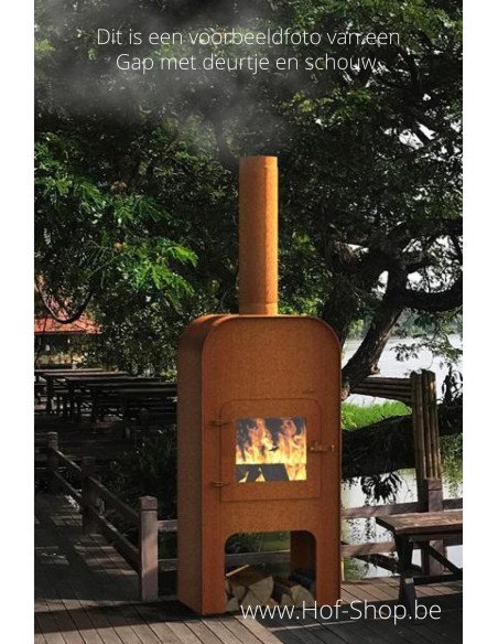 GAP Medium avec porte et four à pizza - Cheminée en acier corten