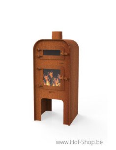 GAP Medium avec porte et four à pizza - Cheminée en acier corten