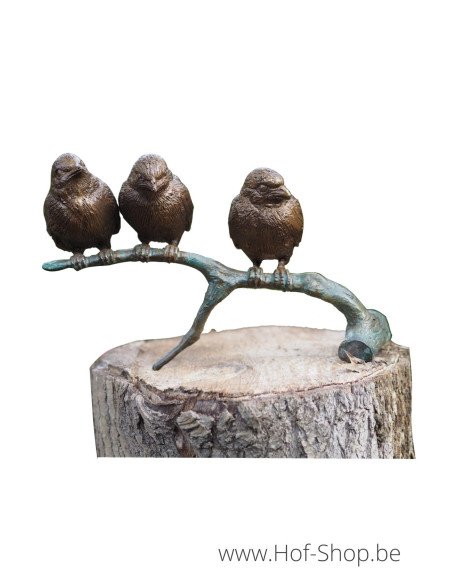 Mussen op tak - bronzen beeld