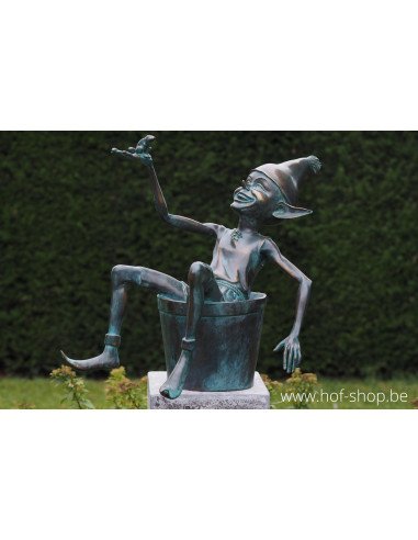 Pixie sur seau - statue en bronze (AN1335BR-V)