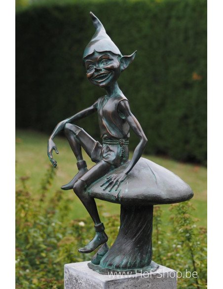 Pixie sur champignon - statue en bronze (AN1337BR-V)