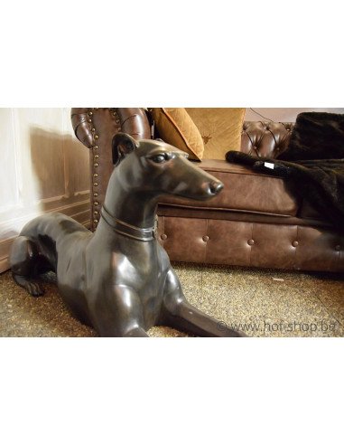 Paire de chiens couchés - statue en bronze (B538)