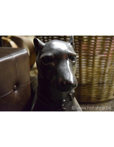 Paire de chiens couchés - statue en bronze (B538)