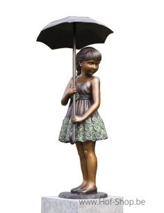 Meisje met paraplu (groot) - bronzen beeld