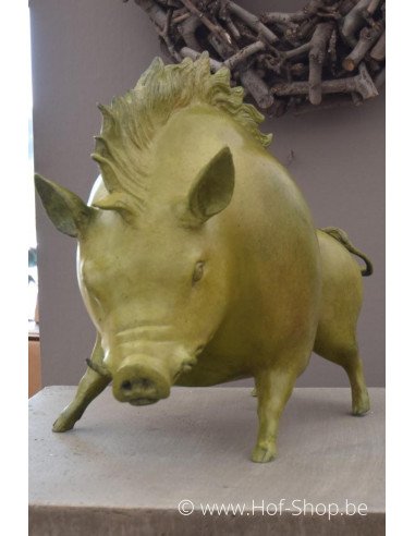Sanglier vert patine à chaud - statue en bronze (B91150) DERNIÈRE PIECE