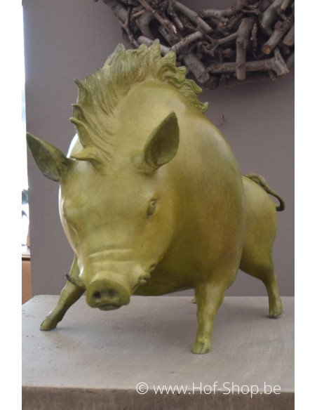 Sanglier vert patine à chaud - statue en bronze (B91150) DERNIÈRE PIECE