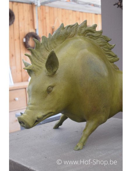 Sanglier vert patine à chaud - statue en bronze (B91150) DERNIÈRE PIECE