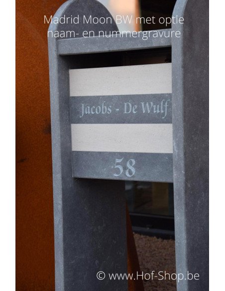 Madrid Moon B/W - Boîte aux lettres VASP en pierre bleue