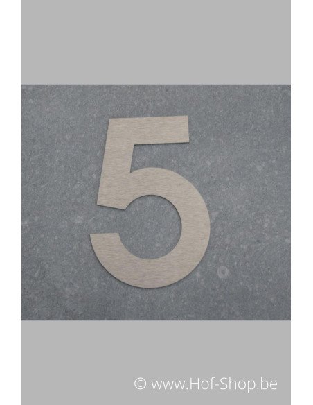 Nummer 5 - inox 8 cm hoog