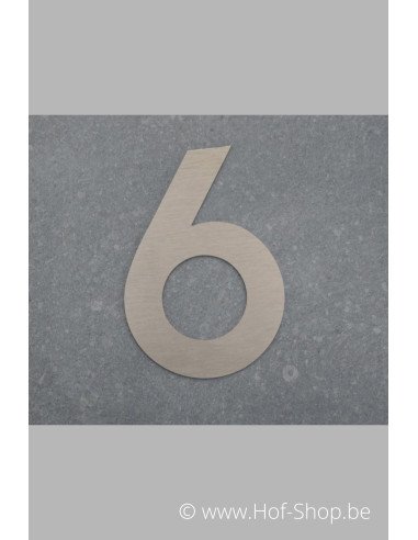 Nummer 6 - inox 8 cm hoog