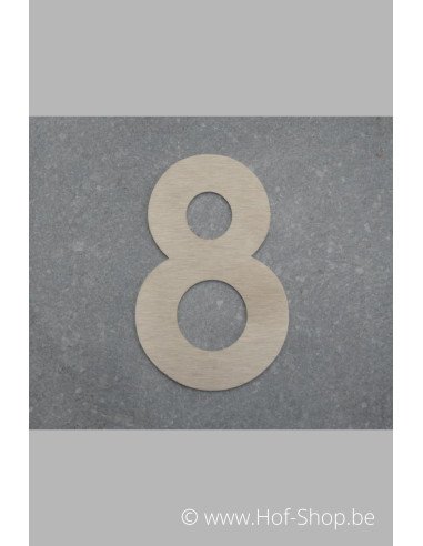 Nummer 8 - inox 8 cm hoog