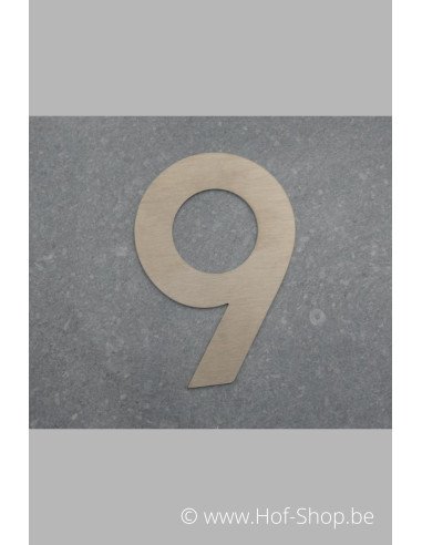 Nummer 9 - inox 8 cm hoog