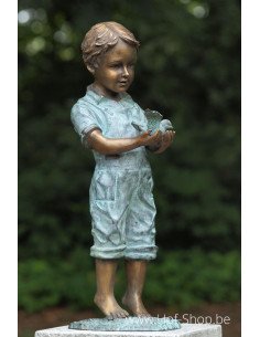Jongen met vogel - bronzen beeld (AN1053BRW-V)