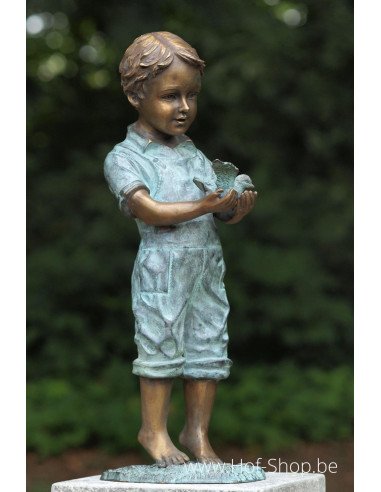 Garçon avec oiseau - statue en bronze (AN1053BRW-V)