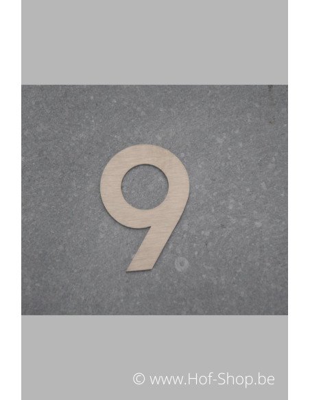Nummer 9 - inox 5 cm hoog