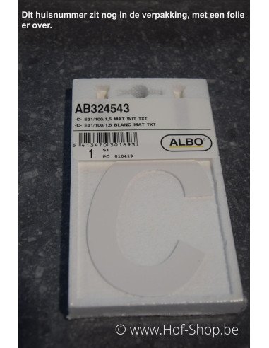 Letter C - wit aluminium 10 cm hoog