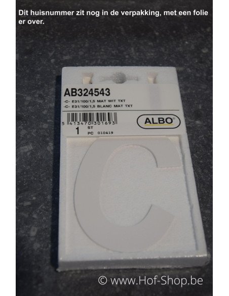 Lettre C - blanc aluminium 10 cm de haute (Numéro de maison Albo)